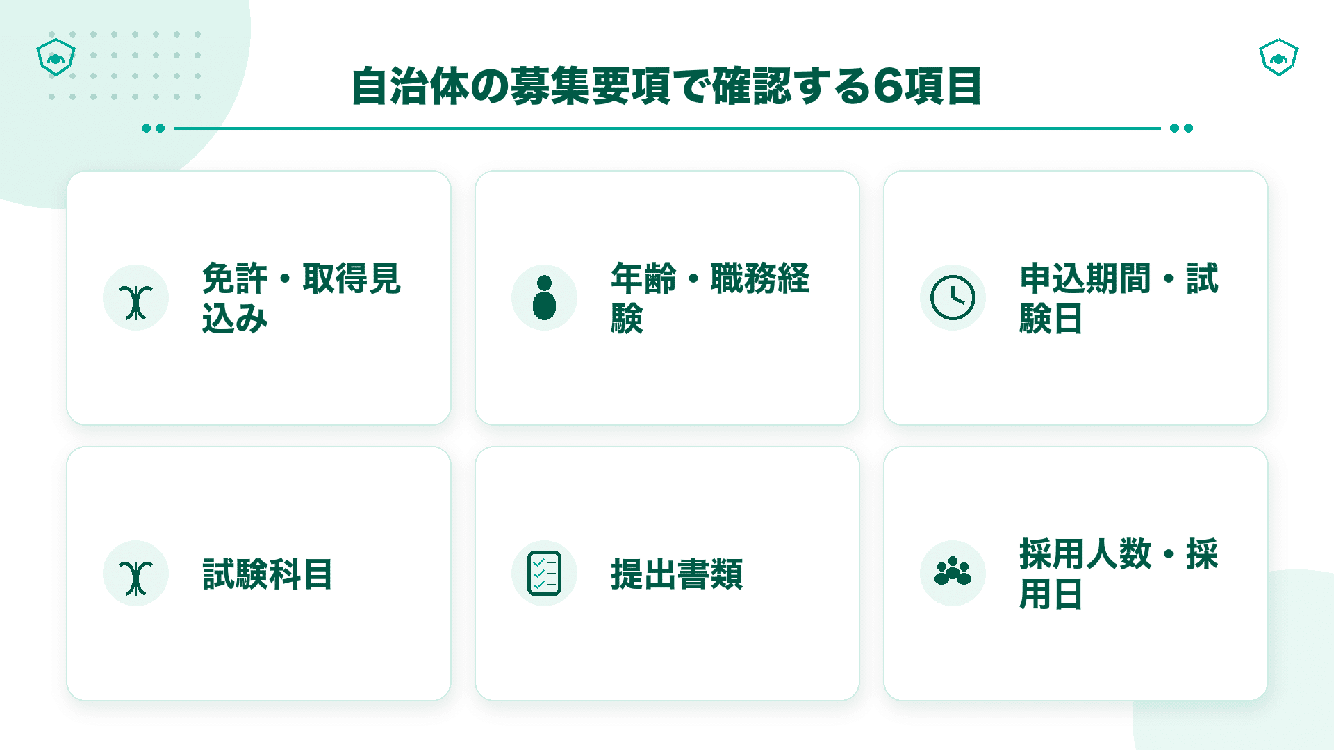 受験する自治体を探すときに募集要項で確認する項目