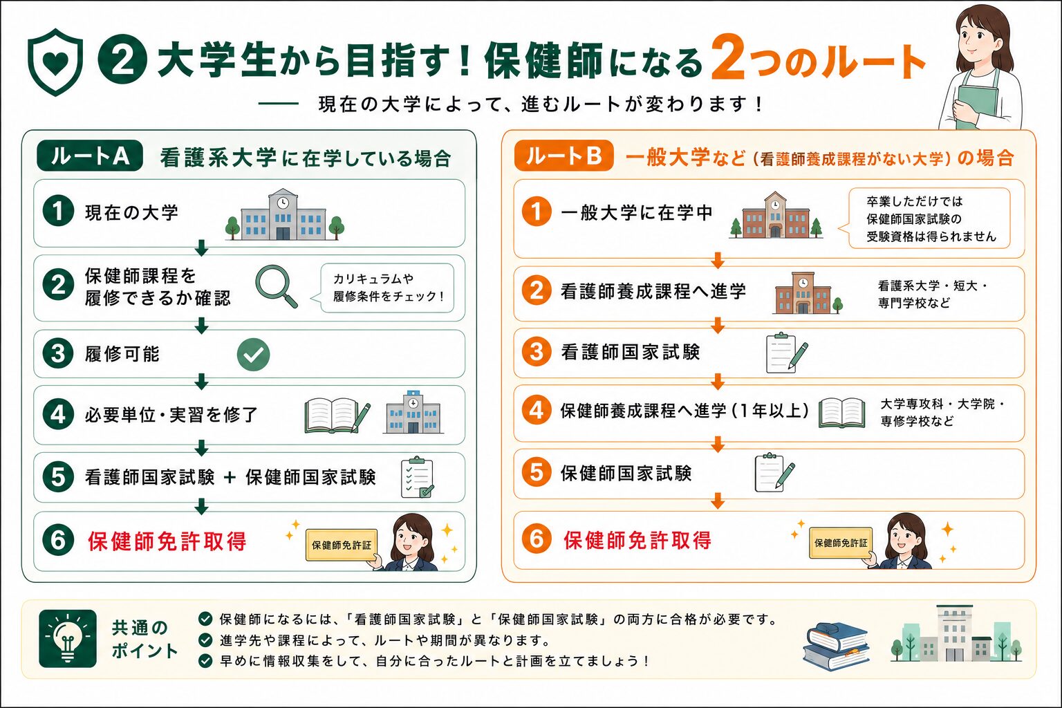 大学生から保健師を目指すルート