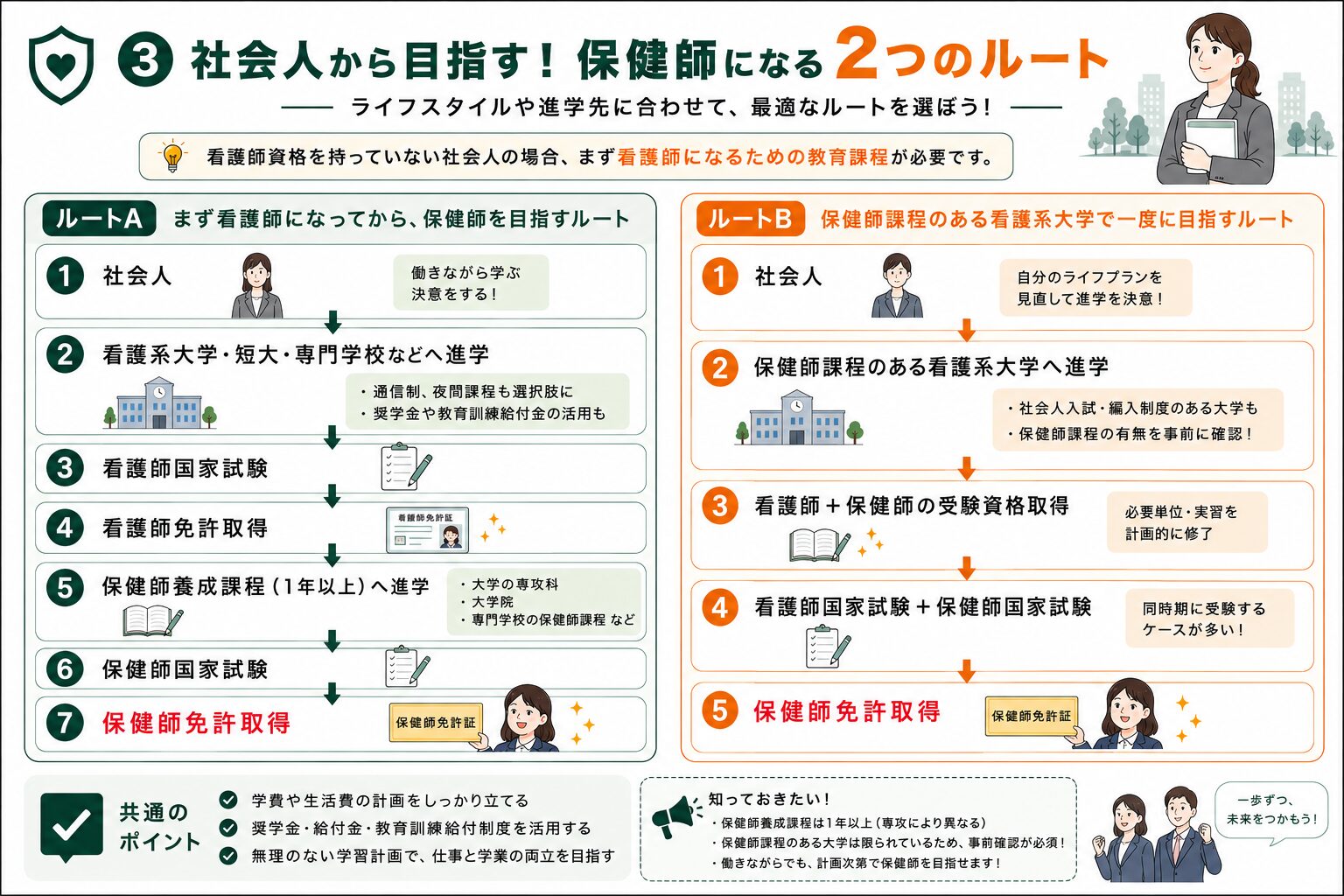 社会人から保健師を目指すルート