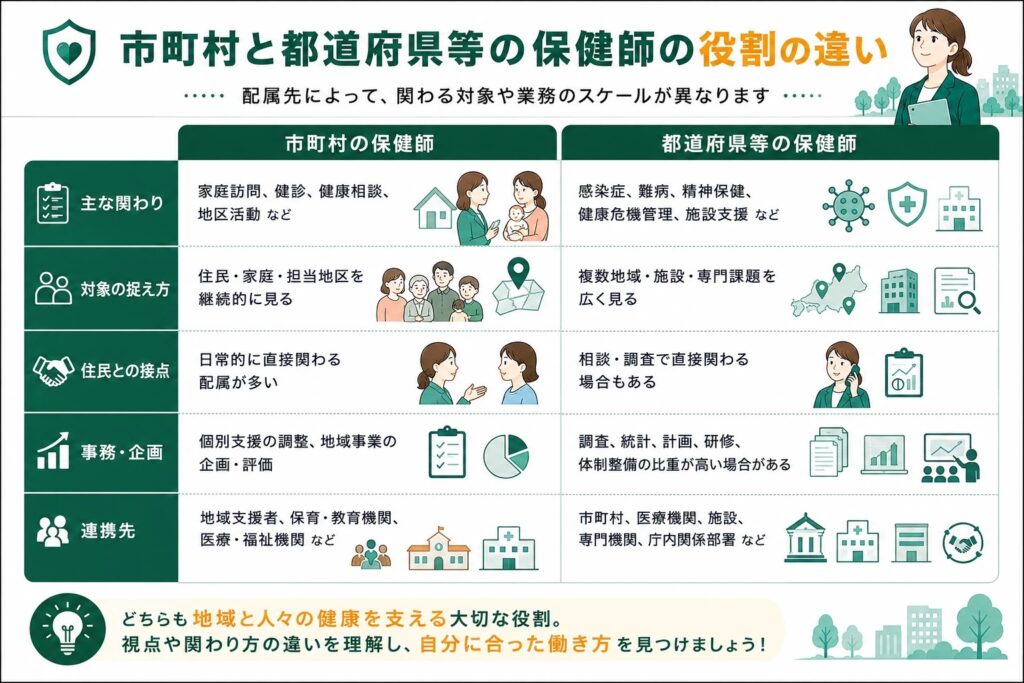 市町村保健師と都道府県の保健師の違い
